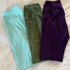 3-Pack Solid OS Leggings — Mint, Olive, Deep Purple